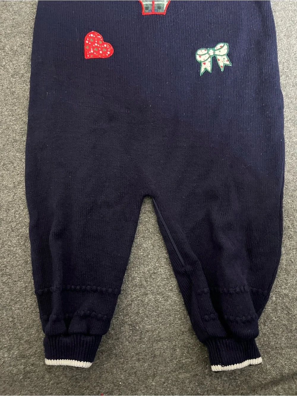 Bright future Navy Knit Baby One-Piece with White Collar and Heart 18 months